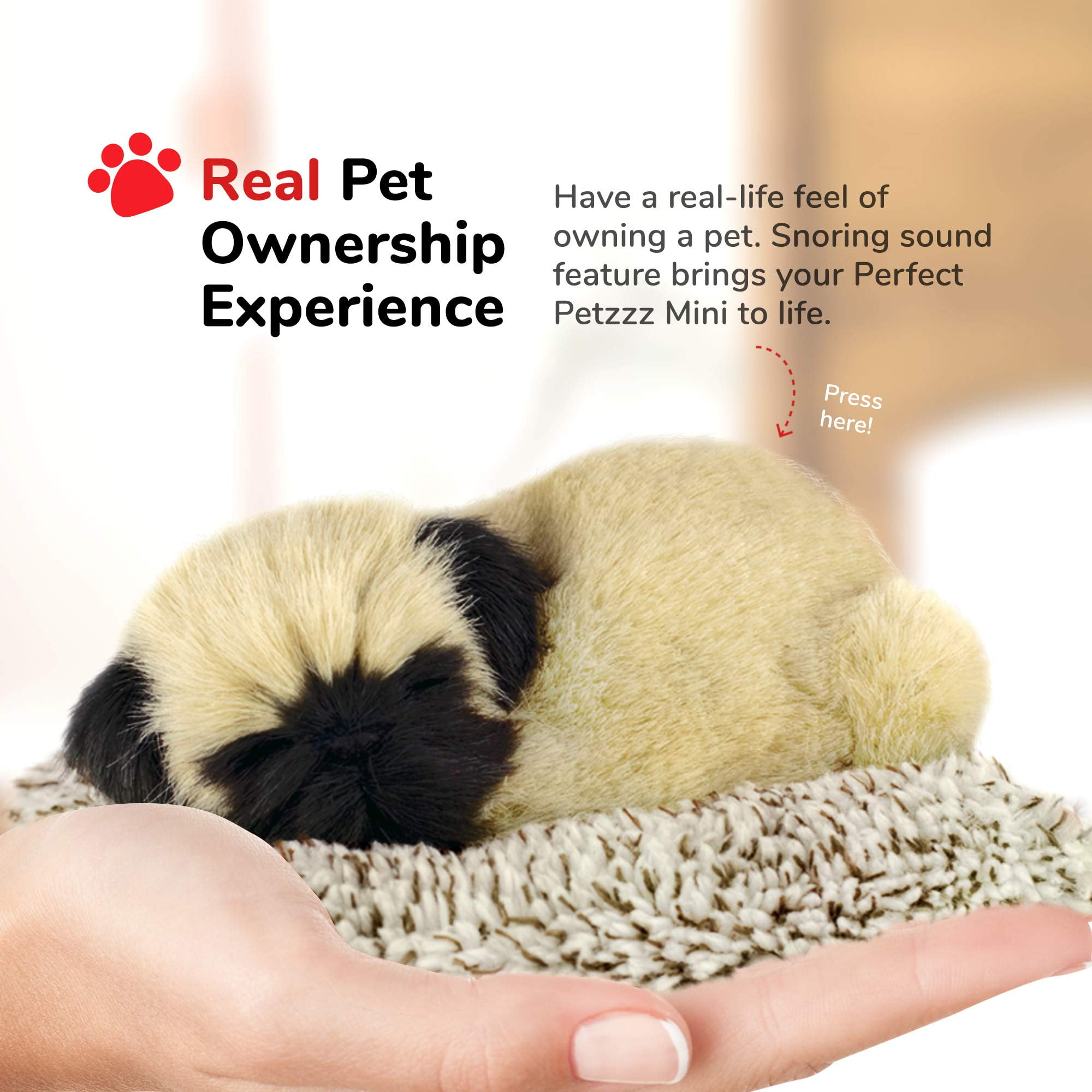 Perfect Petzzz Minis Pug Realistic Lifelike Stuffed Interactive Plush Toy Electronic Pets Companion Pet Puppy with 100 Synthetic Fur