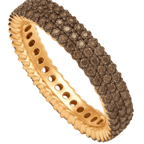 Amy and Annette 14K Gold Plated Three Row Chocolate Crystal Eternity Ring
