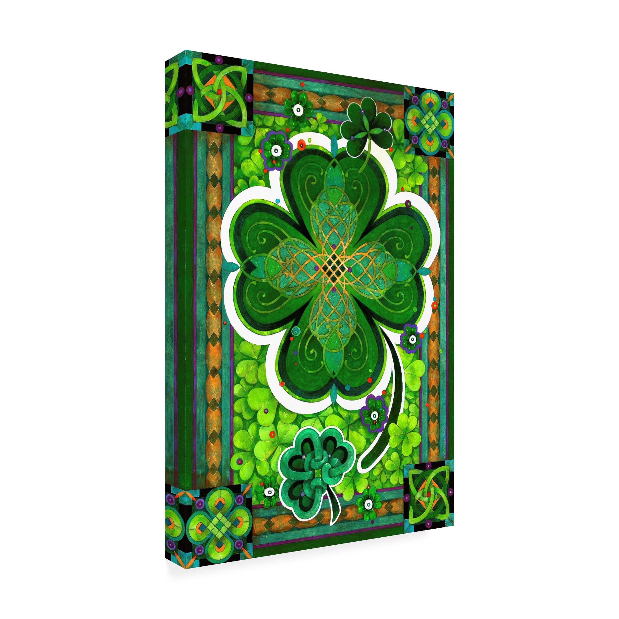 Trademark Fine Art 'Shamrocks Celtic Frame' Canvas Art by David Galchutt