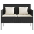 thumbnail image 2 of vidaXL Garden Bench with Cushions Black Poly Rattan, 2 of 5