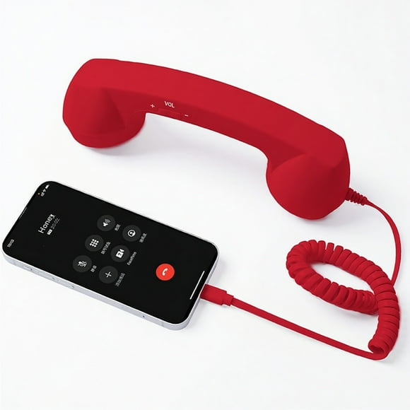 ziyahi Se Connecte avec Flair Combiné de Téléphone Rétro avec Style Type-C et Signal Clair Poignée de Ligne Fixe Style Type-C Récepteur Rouge