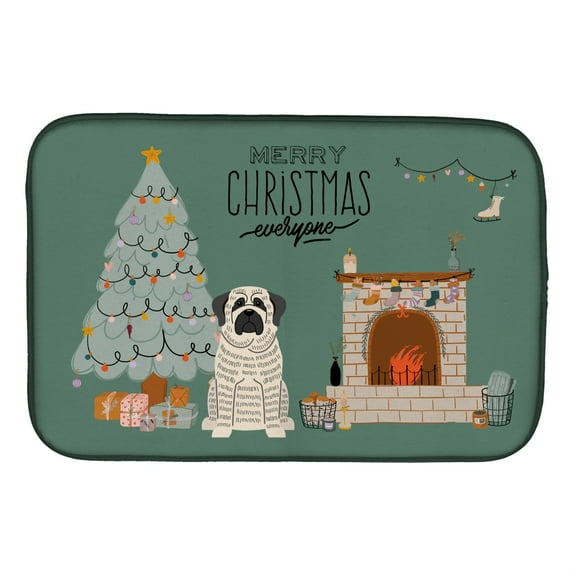 Caroline's Treasures CK7579DDM White Mastiff Brindle Christmas Everyone Dish Drying Mat, 14 x 21", multicolor