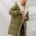 thumbnail image 2 of Viikei Winter Coats for Women Women's Autumn and Winter Solid Long Sleeve Single Breasted Zipper Medium Long Pocket Hooded Cotton Padded Jacket, 2 of 3