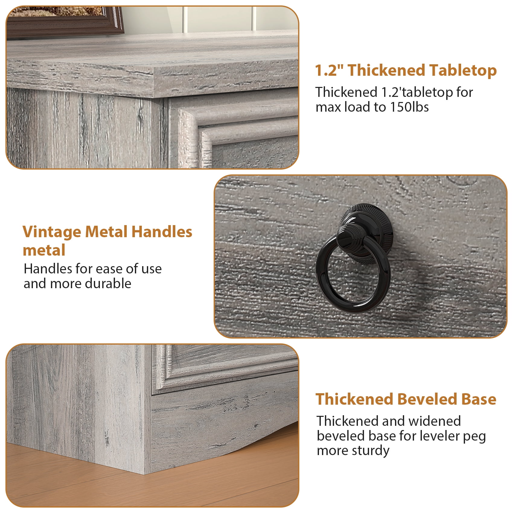 Frmobepts 8 Drawer Dresser for Bedroom, Dresser TV Stand, Chest of Drawers for Storage and Organization, Gray