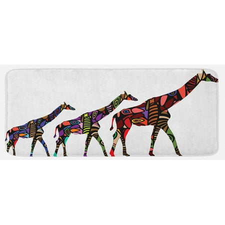 

Zoo Kitchen Mat Giraffes in Style Eastern Environment Retro Cultural Traditional Art Plush Decorative Kitchen Mat with Non Slip Backing 47 X 19 Multicolor by Ambesonne