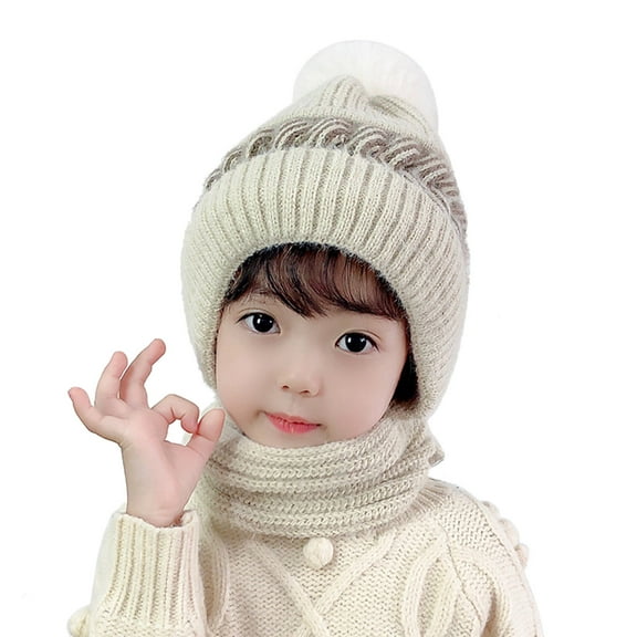 Women's Bomber Hats Girls Winter Slouchy Knit Warm Hats Wool Cap Scarf Integrated Pullover Cap Cute Parent Child Knitted Hat, Women's Accessories Bomber Hats