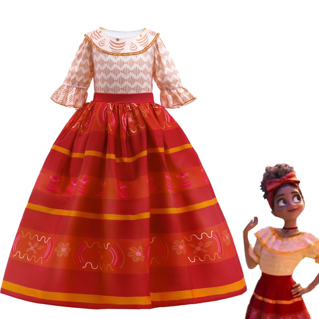Frozen Girls Dress Elsa Anna Disney Princess Cosplay Encanto Mirabel Isabela Dolores Vampire Kids Halloween Party Prom Costume3T (Tag 110) Gao Jinjia LED