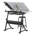 thumbnail image 5 of Studio Designs Fusion Craft Center Drafting Drawing Craft Table with Storage and Stool Set, Black/ White, 5 of 14