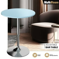 MoNiBloom 23.6" Modern Round Bar Table, Height Adjustable Bar Table 27.5"-35.7", Pub Table with Chrome Base for Living Room, Dining Room, Bistro, Blue