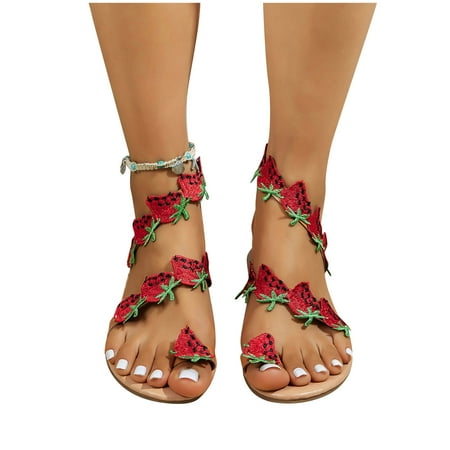 

YanHoo Lace Sandals Women Girls 2023 Dressy White Flat Sandals Boho Sandals Beach Sandals Off White Lace Wedding Sandals Summer Beach Sandals