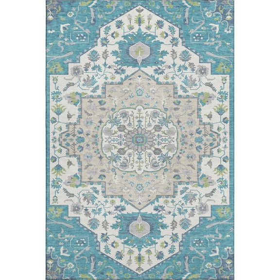 Dalyn Rugs Premium Machine Washable Mayfield AMF985 Teal 5' x 7'6" Rug