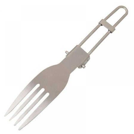 

4 Pack Folding Spoon Fork Portable Dinner Flatware Utensils Titanium Perfect for Camping Picnic Travel Hiking Backpacking