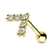 Cocharm 58.5% Gold Zircon Cartilage Lobe Earrings Lip Stud 16G Body Piercing Jewelry