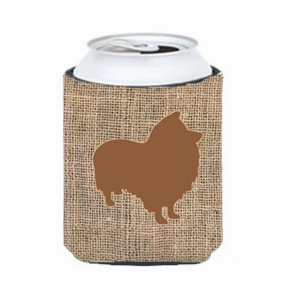 Sheltie Burlap and Brown Can or Bottle Beverage Insulator Hugger