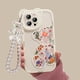 thumbnail image 1 of Cute Cartoon 3D bear bracelet soft silicone Phone Case for iPhone 13 12 11 14 Pro Max XR X XS 6 7 8 Plus SE Mini flower Cover xuanjing unisex, 1 of 2