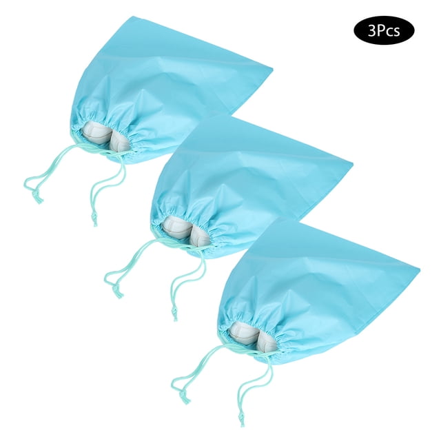 Bolsa de Vije Con Cordón, Bolsas de Cuerda de Dibujo a Prueba de Agua Azul, Zapatos de Nylon Suaves de 3pcs de Gran Capacidad, Cosmética para Almacenar Senderismo de Ropa,