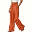 thumbnail image 4 of hoksml Women's Wide Leg Striped Pants Drawstring Elastic Waist Loose Lounge Trousers with Pockets for Vacation and Daily Casual, 4 of 7