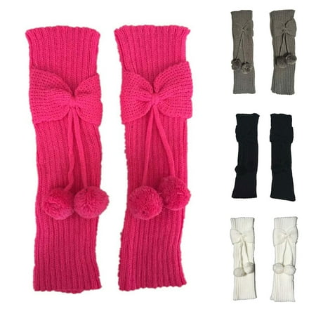 

GXSR Fashion Kids Children Baby Girls Cute Bowknot Pompom Knit Leg Warmers Middle Knee Boot Socks Cuffs Toppers