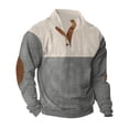 thumbnail image 2 of Mens Corduroy Pullover with Mock Neck and Leather Elbow Patches Durable and Stylish Autumn Clothing Light Gray 3XL, 2 of 8