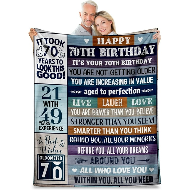 LHSHID 70th Birthday Gifts for Men Women 70th Birthday Gift Ideas Funny 70 Years Old Gift for Husband Wife Him Her Dad Mom 70th Birthday Gifts Throw Blanket 50"x60"
