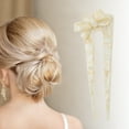 thumbnail image 2 of Unique Bargains 1 Pc Chignon Pin Bow Hair Hairpin for Women Yellow White, 2 of 5