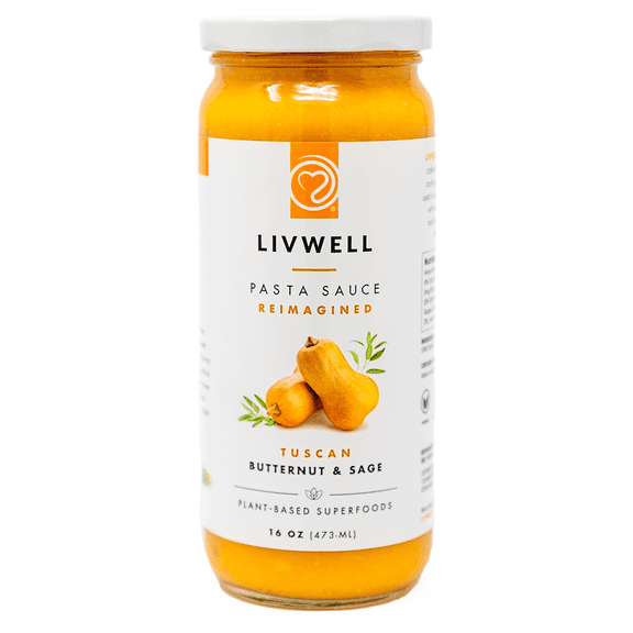 LIVWELL Tuscan Butternut & Sage Pasta Sauce, Vegan, Dairy Free, Non-GMO, 16 oz