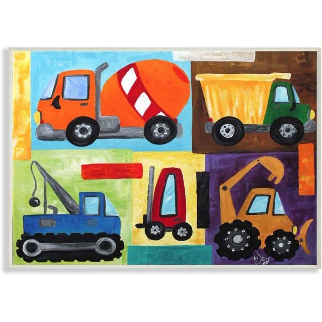 The Kids Room by Stupell Construction Trucks Rectangle Wall Plaque Set