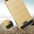 thumbnail image 2 of For Samsung Galaxy J7 (2017) / J7 Sky Pro / J7 Perx / J7 V Slim [Shock Resistant] Hybrid Dual Layer Metallic Brush Armor Defender Case Cover - Gold, 2 of 4