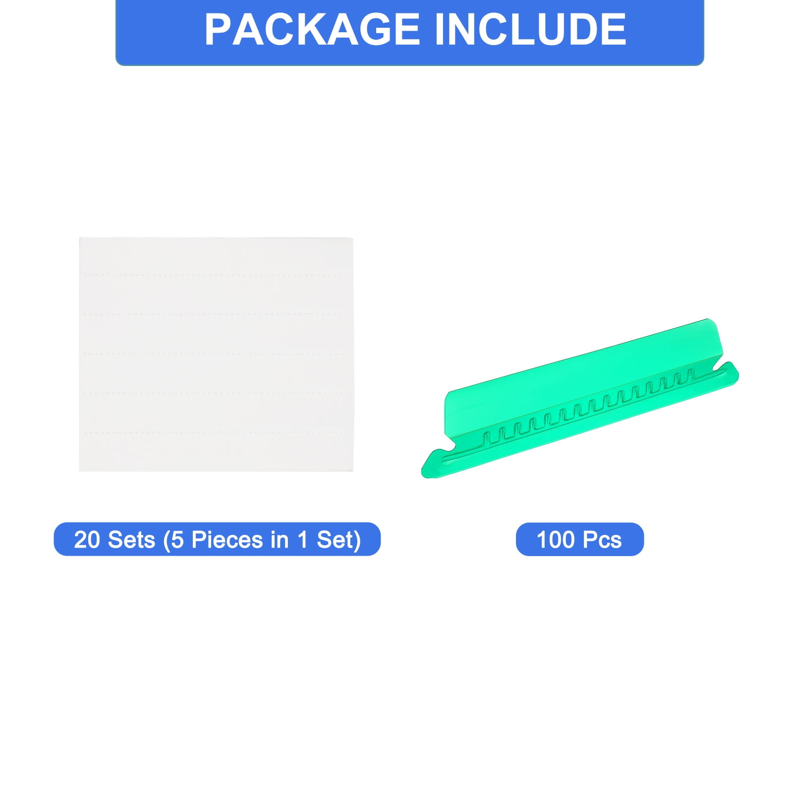 Uxcell Hanging File Folder Tabs, 4 Inch File Folder Tabs and Inserts Plastic Clear File Folder Labels Filing Tabs for Hanging File Folders, Green, 100 Pcs