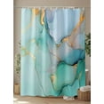 thumbnail image 4 of Shower Curtain Marble Texture Shower Curtains for Bathroom, Waterproof Polyester Shower Curtain Set with Hooks, Extra Long 72" x 78" Aqua Cyan Marble Crack, 4 of 6