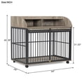 thumbnail image 7 of EUROCO 44" Heavy Duty Dog Crate,Wooden Dog Crate End Table with 4 Lockable Wheels,Sliding Barn Door and 2 Open Shelves,Furniture Style Large Dog Kennel Indoor for Large/Medium Dog,Gray, 7 of 7