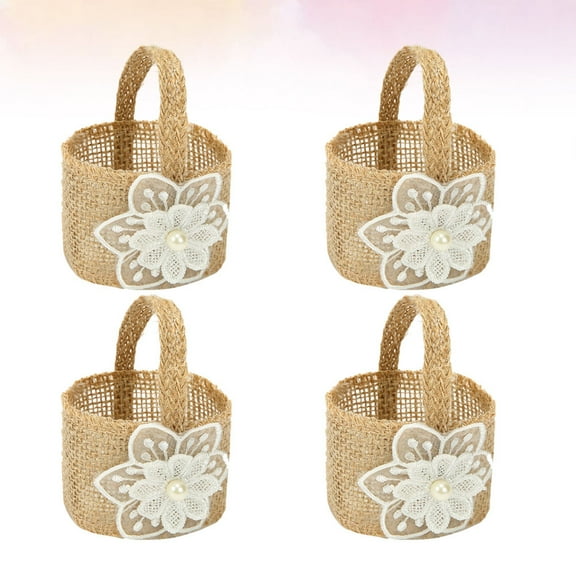 YSNOOWE 4Pcs Wedding Candy Basket Linen for Special Events and present Holding