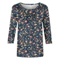 thumbnail image 4 of GERsome 3/4 Sleeve Shirts for Women Loose Fit Crewneck Dressy Casual Tops Lightweight Floral Print Comfy Cute T Shirts, 4 of 5