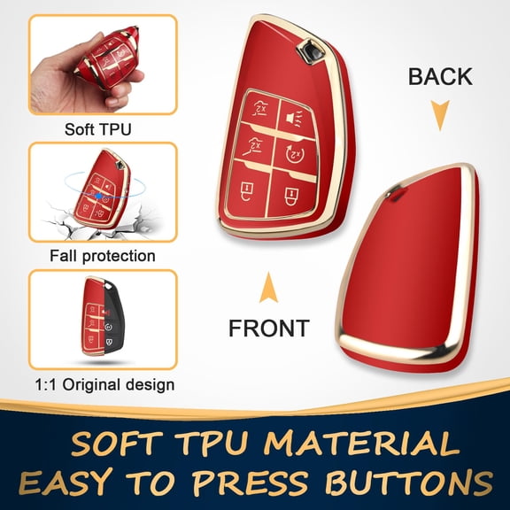 for Chevy Key Fob Cover with Keychain Soft TPU Protection Case Compatible with 2021-2026 Chevy Tahoe Suburban GMC Yukon Denali Silverado 6-Buttons