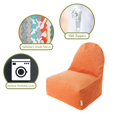 thumbnail image 2 of Majestic Home Goods Indoor Orange Villa Micro Velvet Bean Bag Kick-it Chair 30 in L x 26 in W x 30 in H, 2 of 6