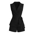thumbnail image 5 of QGJZVUNL Two Piece Sets for Women Summer Clothes Business Casual Outfits Sleeveless Vest Jacket Wide Leg Shorts Size XL, 5 of 6