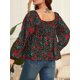 thumbnail image 4 of Blusa de talla grande para mujer Blusa floral de manga larga acampanada Vintage Camisas casuale MABOTO Cárdigan de mujer, 4 of 7