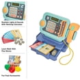 thumbnail image 3 of Cash Register for Kids – 30-Piece Set for Grocery Store Pretend Play with Shopping Basket, Toy Money, and Working Calculator by Hey Play (Blue), 3 of 6