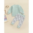 thumbnail image 4 of Baby Boy Long Sleeve Tops + Pants 2 Piece Outfits Set Rainbow Stripe Print Round Neck Casual Clothes Sets, 4 of 9