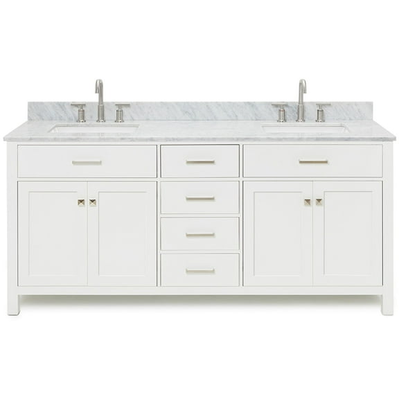 Ariel H073dcw2rvo Bristol 73" Free Standing Double Rectangular Basin Vanity Set - White