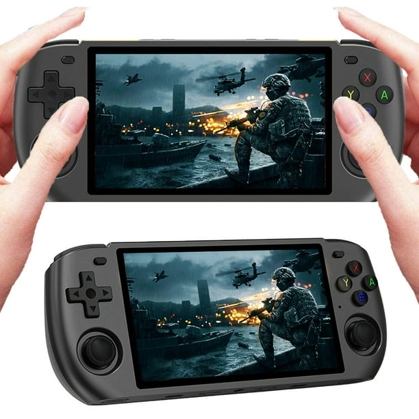 WDOplteas Consola Videojuegos Retro Portátil RGB10 MAX3 Pantalla IPS 5 0 Pulgadas (negro 16G 128G)