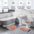 thumbnail image 6 of Spring Flowers Bathroom Rugs Set Watercolor Pink Floral Blue Dragonfly Colorful Floral Texture Non Slip Absorbent Bath Mats 3 Piece Set, U-Shaped Floor Mat, Toilet Seat Cover Large Size, 6 of 9