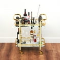 thumbnail image 4 of Viski Stainless Steel Bar Cart with Wheels, Mirror Shelves, Home Bar, Gold, 4 of 7