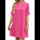thumbnail image 2 of Vestido Camisero de Verano para Mujer, Informal, de Corta, con Botones y Cuello en V, Talla Grande Rosa Roja S, 2 of 6