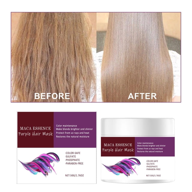 Fiudx Mascarilla Capilar Morada, Mascarilla Nutritiva Reparadora de Maca, Mascarilla Iluminada con Queratina, Cuidado para Cabello Seco y Dañado, Apto para Todo Tipo de Cabello, Resultados de Peluque