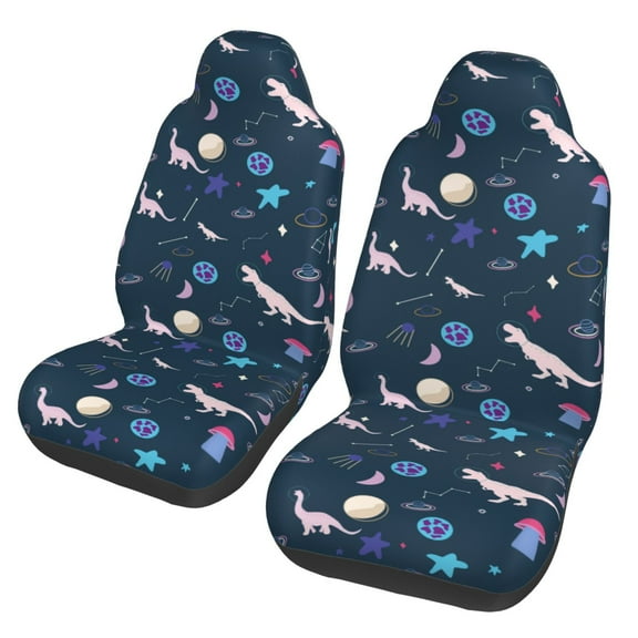 Sigee Space Dinosaur for Universal Car Seat Covers, Premium Car Seat Protector Set for Cars, SUVs, Trucks