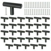 30 Pcs 2'' Cabinet Handles, Matte Black Drawer Knobs, T-Shape Single Hole Pulls for Kitchen, Living Room, Bedroom, Bathroom, and Office