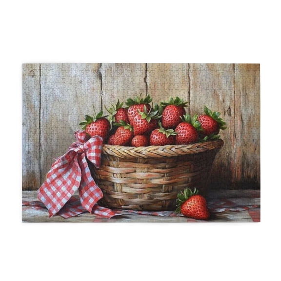 500 Piece Strawberries Basket Jigsaw Puzzle For Adults Relaxing & Challenging Puzzle Game Home Decor & Unique Gift Idea