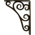 thumbnail image 4 of Ekena Millwork 2"W x 5 1/2"D x 8"H Tristan Wrought Iron Bracket, (Triple center brace), Antiqued Brass, 4 of 8