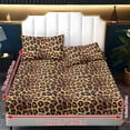 thumbnail image 6 of ZIATUBLES 3 Pcs Queen Size Cooling Bed Sheet Set, Soft Cozy Polyester All-Season Bedding Set, Breathable Comfortable Sheets for Bedroom, Brown Black Leopard Print, 6 of 9